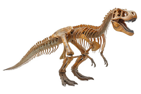 dinosaur bone fossil isolated on transparent background ,generative ai