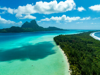 Fototapeta premium Bora Bora paradise by drone, French Polynesia