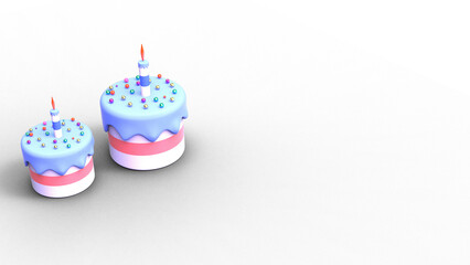 3d render birthday cake pastel color copy space