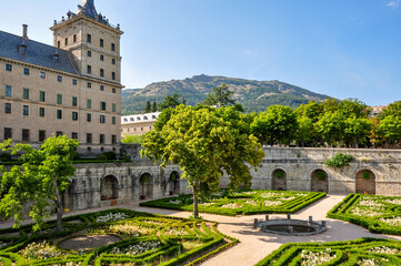 Fototapeta na wymiar El Escorial palace and gardens outside Madrid, Spain