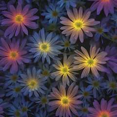 Obraz premium Colorful glowing wildflower at night. 