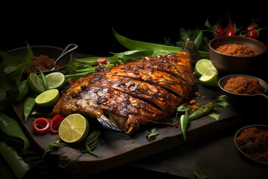 Ikan Bakar, grilled fish marinated in a flavorful spice paste, a popular Indonesian seafood dish