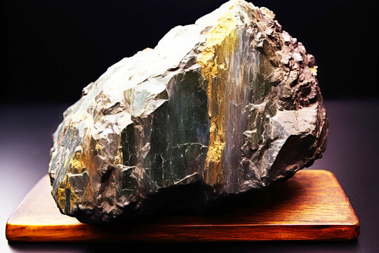 Argentite is a rare precious natural stone on a black background. AI generated. Header banner mockup with space.