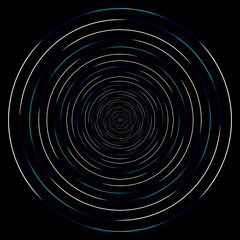 Detailed twirl, spiral element. whirligig effect. Circular, rotating burst lines. Whirl radial spokes. Coil, twirl abstract shape
