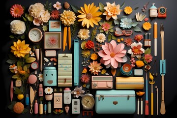 A visually stunning composition of various school supplies, including rulers and sticky notes, captured in high resolution from above on a pastel solid backdrop