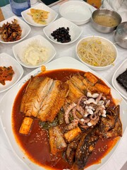 Stewed octopus and pollack fish