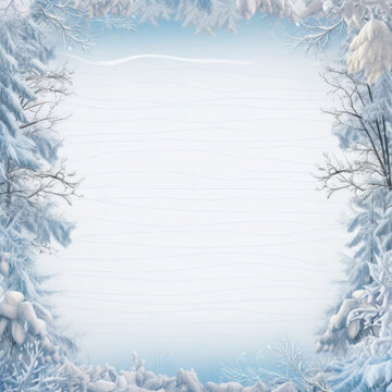 Piece of stationary with a winter theme on borders