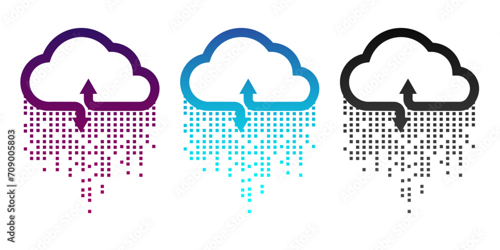 Poster Cloud  icon gradient color on white background. Cloud computing concept. download and upload data information storage. Vector illustration.