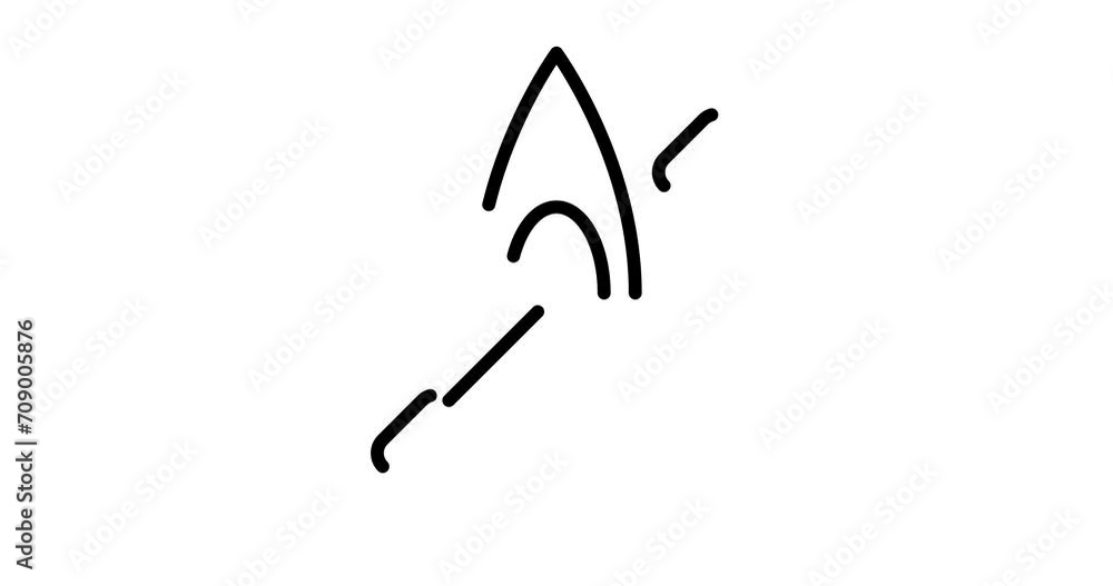 Poster kayak animated outline icon with alpha channel. kayak 4k video animation for web, mobile and ui desi