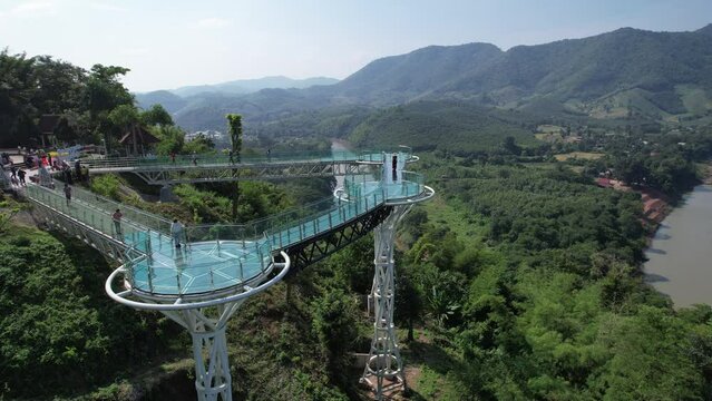 Aerial view of the Skywalk in Chiang Khan, Thailand
