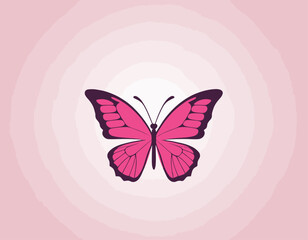 Butterfly isolated on a white background. Vector illustration. Colorful. Bright pink color. Realistic. Cute simple cartoon design. Flat style