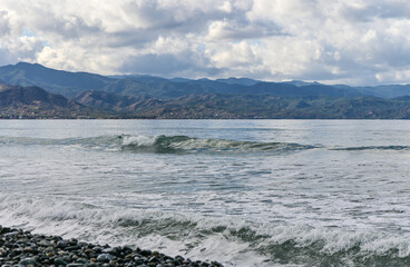 waves on the Mediterranean sea in winter on the island of Cyprus 17