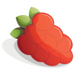 Cartoon raspberry on white background