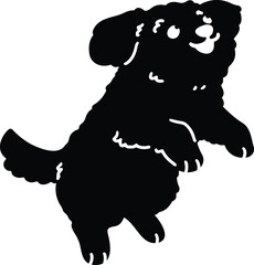 Simple and adorable Maltese dog jumping Silhouette with details