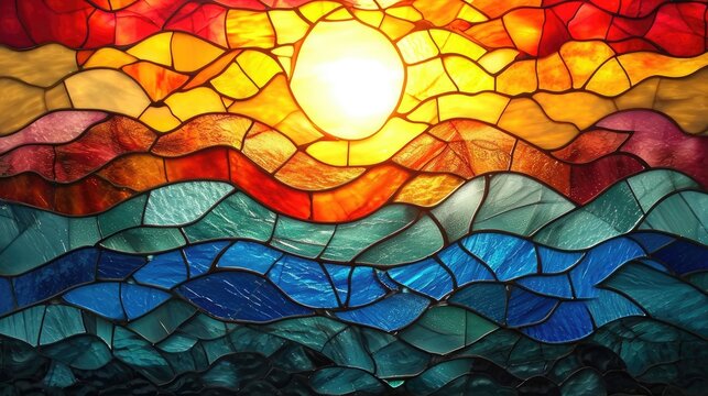 Stained glass window background with colorful abstract