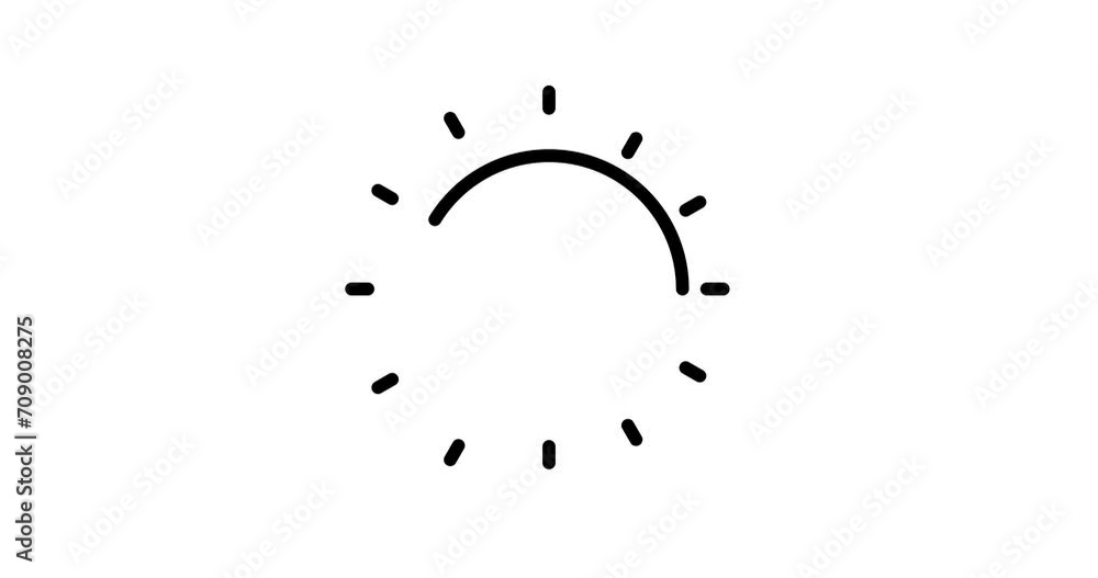 Poster sun animated outline icon with alpha channel. sun 4k video animation for web, mobile and ui design
