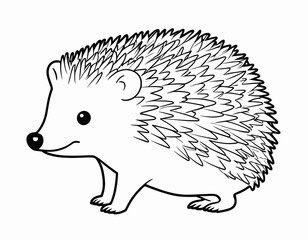 Clipart Hedgehog Black and White in Cartoon Style. Cute Clip Art Coloring Page Hedgehog . Vector Illustration of an Forest Animal for Stickers, Baby Shower Invitation, Prints for Clothes, Textile