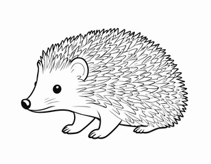 Clipart Hedgehog Black and White in Cartoon Style. Cute Clip Art Coloring Page Hedgehog . Vector Illustration of an Forest Animal for Stickers, Baby Shower Invitation, Prints for Clothes, Textile