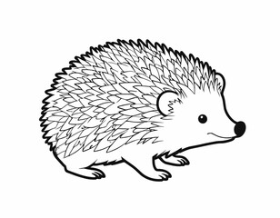 Clipart Hedgehog Black and White in Cartoon Style. Cute Clip Art Coloring Page Hedgehog . Vector Illustration of an Forest Animal for Stickers, Baby Shower Invitation, Prints for Clothes, Textile