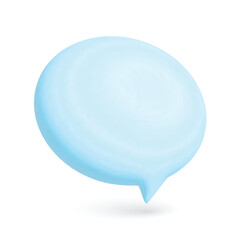 Render 3D illustration of Blue speech bubble. Mate speech bubble high quality vector. Symbol or emblem for speak bubble text, chatting box, message box outline cartoon. Vector illustration
