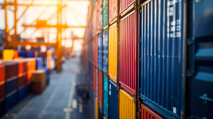 shipping containers at port logistics and trade