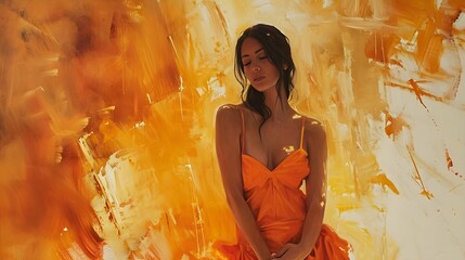 portrait of a woman in an orange dress
