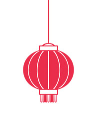 Red Hanging Chinese Lantern Silhouette, Lunar New Year and Mid-Autumn Festival Decoration Graphic. Decorations for the Chinese New Year. Chinese lantern festival.