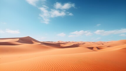 Fototapeta na wymiar A vast desert landscape with rolling sand dunes under a clear blue sky