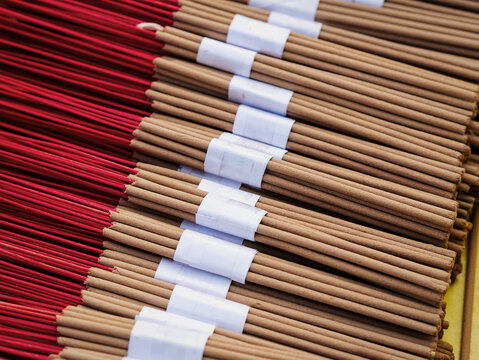 Pattern Background of Bundles of Joss Sticks for Praying at Buddhist Temple