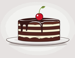 Sweet cartoon chocolate cake with berries