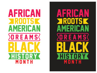 Black history month typography colorful vector design for print on demand, black history month