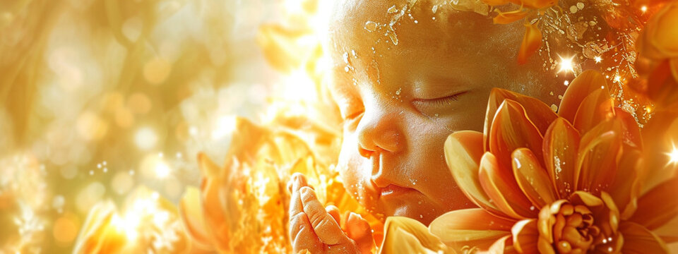 Baby Surrounded By Flowers