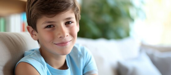 Boy aged 11-12 received HPV vaccine for protection against HPV cancer. - obrazy, fototapety, plakaty