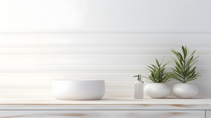 Fototapeta na wymiar White bathroom interior for product display