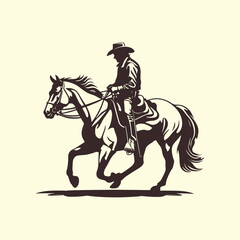 Vector the wild west sheriff riding a horse vintage style illustration