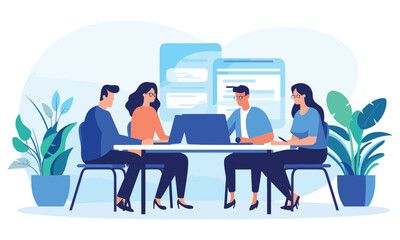  vector flat people on business teamwork illustration flat illustration
