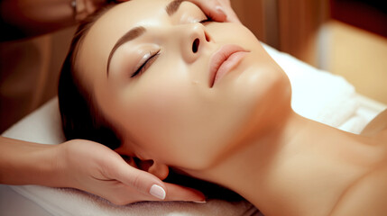Obraz na płótnie Canvas woman having a massage session in a spa, skin care