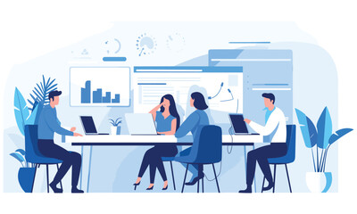  vector flat people on business teamwork illustration flat illustration
