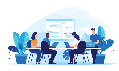  vector flat people on business teamwork illustration flat illustration