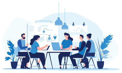  vector flat people on business teamwork illustration flat illustration