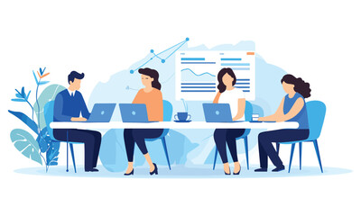  vector flat people on business teamwork illustration flat illustration