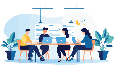  vector flat people on business teamwork illustration flat illustration