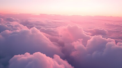 clouds at dawn view from an airplane. beautiful pink clouds at dawn. - obrazy, fototapety, plakaty