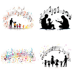 Music Lesson Musical Notes .simple isolated line styled vector illustration