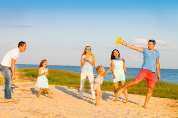 family on beach