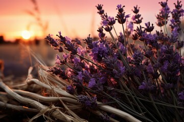 Freshly picked lavender, summer harvest of lavender, making lavender essential oil, freshly...