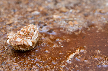 slag, dirt, scale from water, boiler cleaning. Close-up view, background