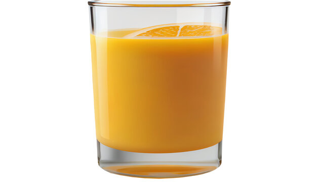A delightful orange juice glass isolated on a white background