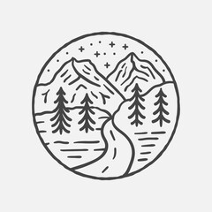 Adventure outdoor vintage illustration with vector style