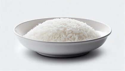 Fototapeta na wymiar Rice-filled dish isolated on a white background